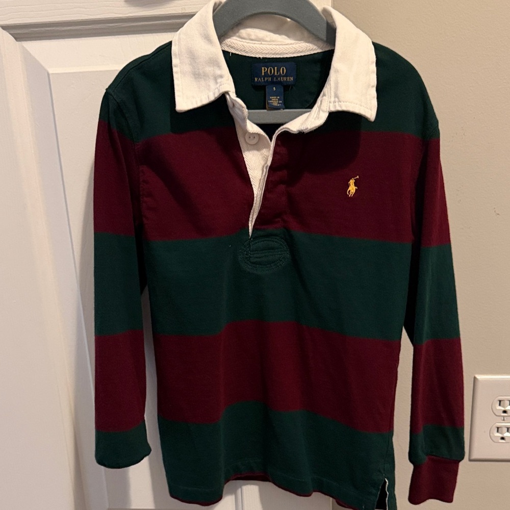 Polo by Ralph Lauren Kids Rugby Shirt - Burgundy and Green